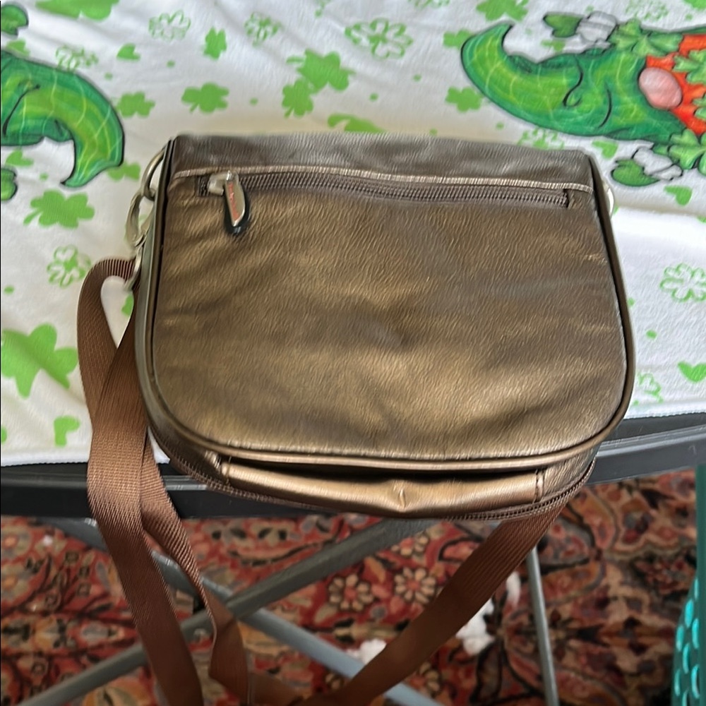 Metallic Brown Crossbody Bag. Anti theft Travelon.